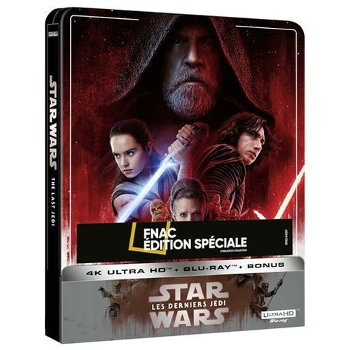 Star Wars 8 : Les Derniers Jedi - Édition Spéciale Fnac - Boîtier Steelbook - Blu-Ray + Blu-Ray Bonus + Digital