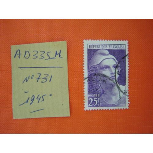 Ad 335 M // Timbre Oblitere France N°731 (1945)Marianne De Gandon** G.Format