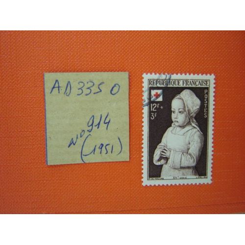 Ad 335 O // Timbre Oblitere France N°914 (1951)Croix Rouge "Enfant Royal Par Le Maître De Moulins