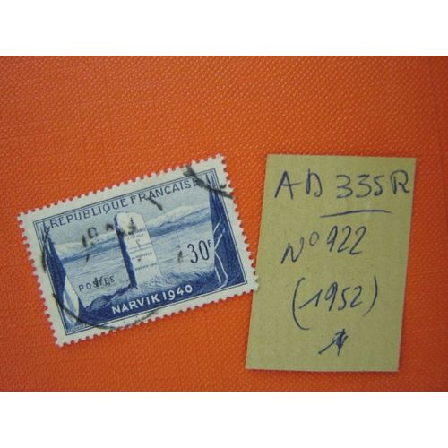 Ad 335 R // Timbre Oblitere France N°922 (1952) " 12é Anniversaire De La Bataille De Narvik(Norvège)