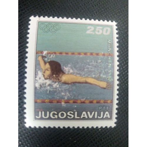 Timbre Yougoslavie Y T 1337 Jeux Olympiques D'été - Munich , Natation 1972 ( 100608 )