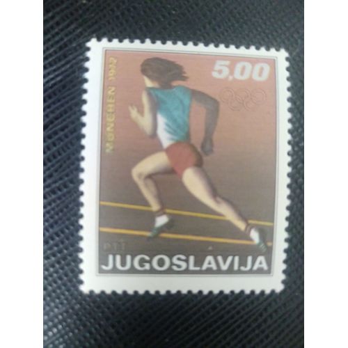 Timbre Yougoslavie Y T 1339 Jeux Olympiques D'été - Munich , Course À Pied 1972 ( 100608 )