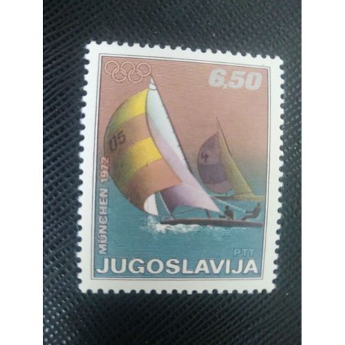 Timbre Yougoslavie Y T 1340 Jeux Olympiques D'été - Munich , Voile 1972 ( 100608 )