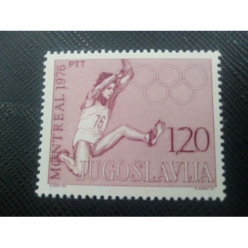 Timbre Yougoslavie Y T 1548 Jeux Olympiques D'été - Montréal , Saut En Longueur 1976 ( 100608 )