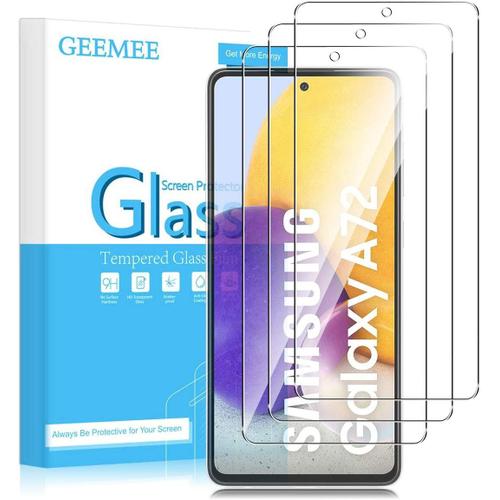 Samsung Galaxy A72 Verre Trempe [3 Pack], Ultra Clair 9h Crystal Clear Film Protection Ecran En Verre Trempe, Anti - Rayures Glass Screen Protector (Transparente)