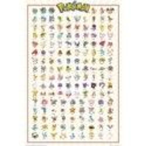 Abystyle Pokemon Poster Kanto 151 Français Décoration Murale Décoration Chambre Bureau (91,5 X 61 Cm)