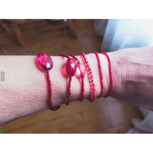 Lot De 6 Bracelets En Perles Rouges, Élastiqués
