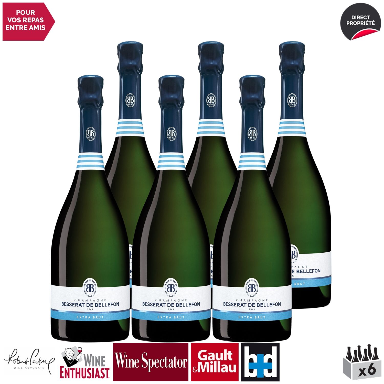 Champagne Besserat De Bellefon Champagne Extra Brut Blanc X6