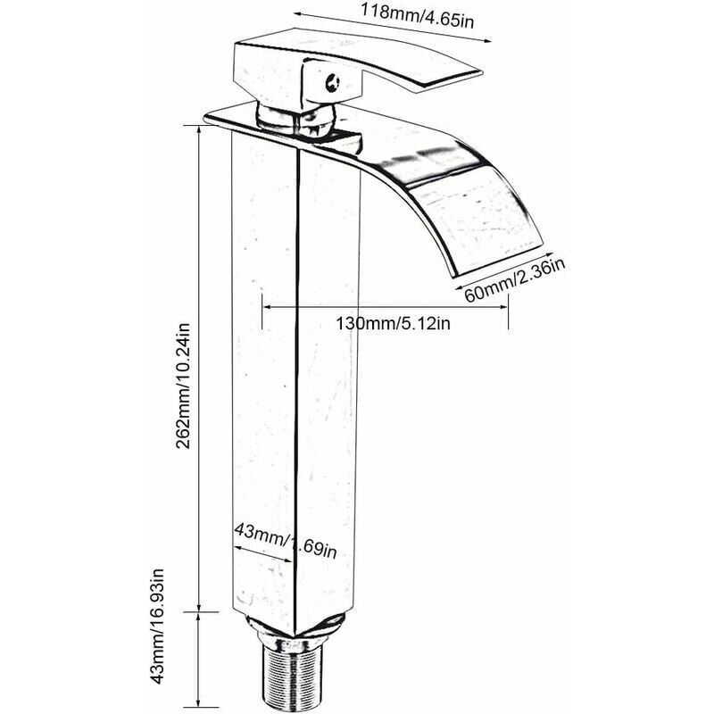 Robinet Lavabo Cascade, Mitigeur D'evier Buse Plate,Robinet ... - 2