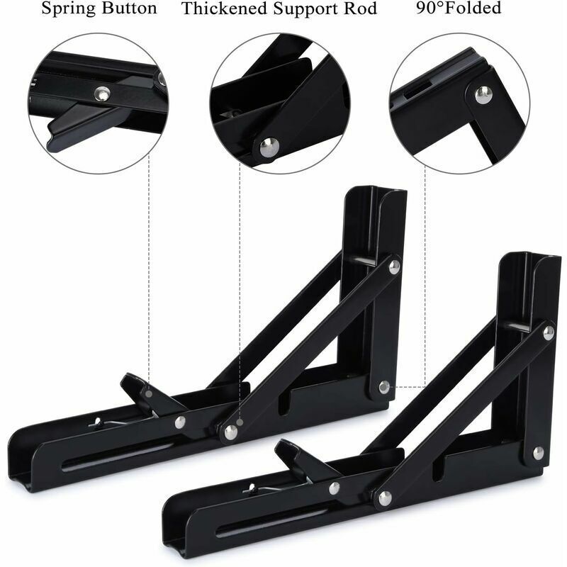 Support D' Etageres Pliable 300mm Equerre Pliante Etagere Mu... - 2