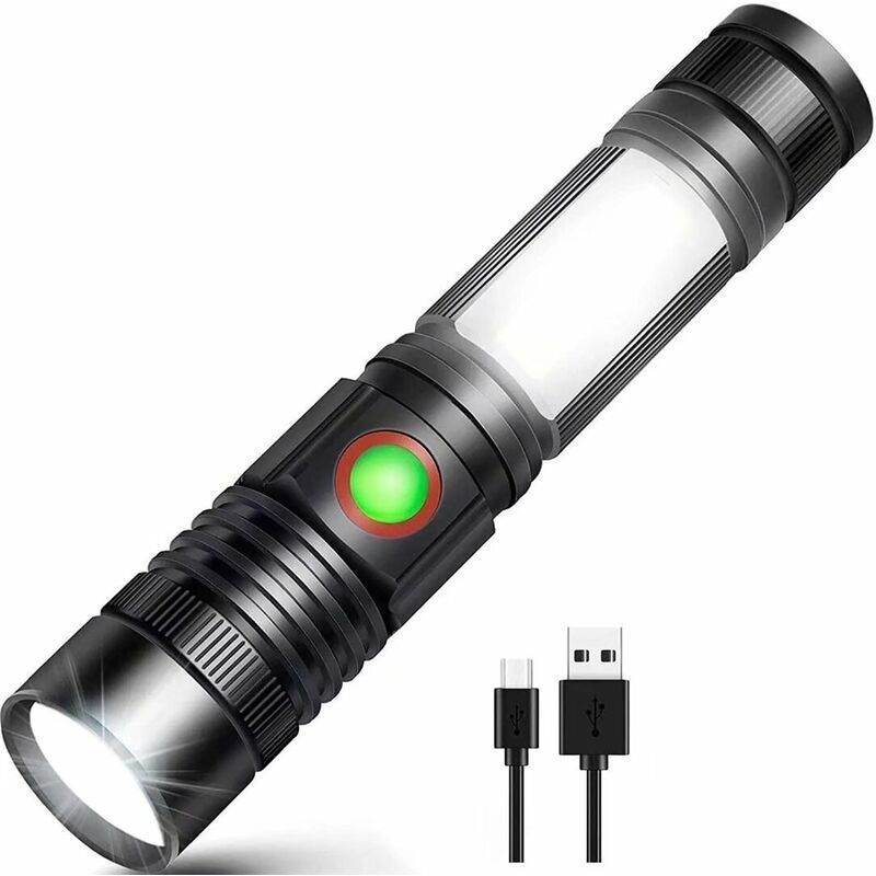 Lampe De Poche Led Rechargeable Par Usb Puissante Lampe Cob ...