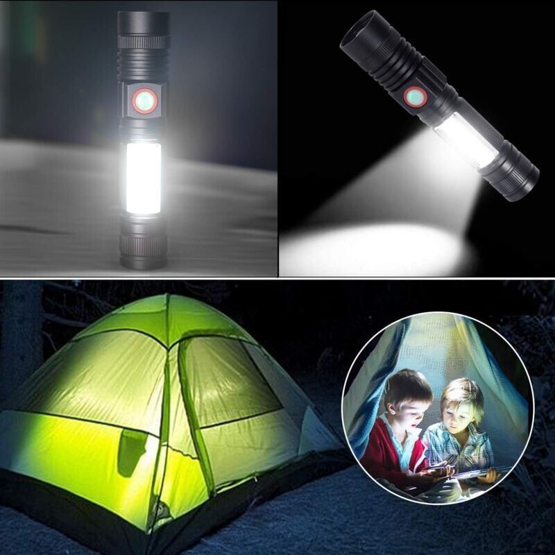 Lampe De Poche Led Rechargeable Par Usb Puissante Lampe Cob ... - 3