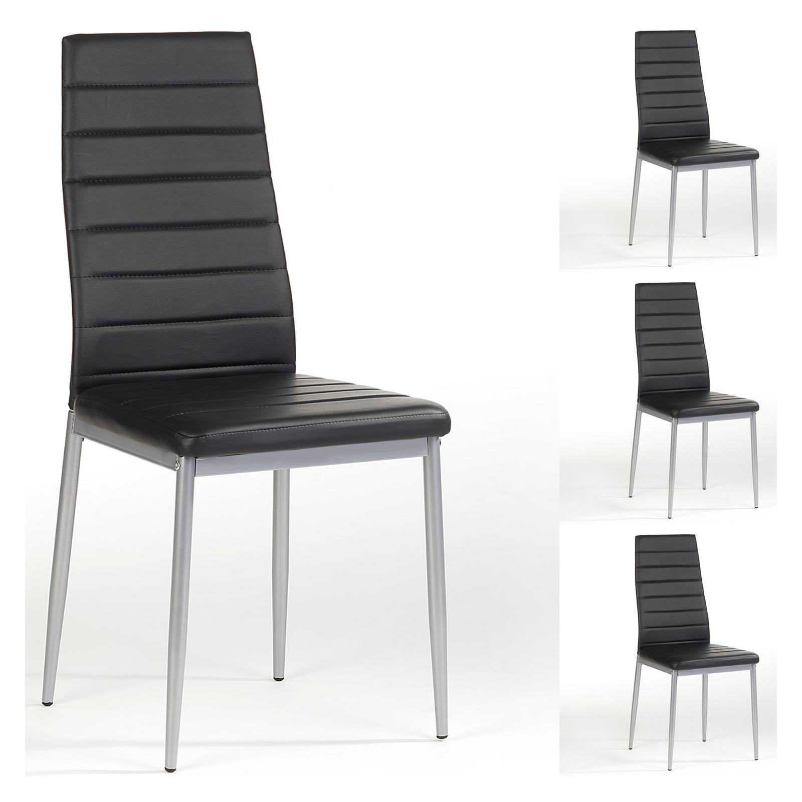 Lot de 4 chaises robine en pu noires pour salle à manger - Conforama