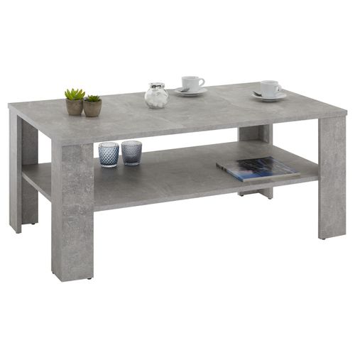 Table Basse Lorient, Table De Salon Rectangulaire Avec 1 Étagère Espace De Rangement Ouvert, En Mélaminé Décor Béton