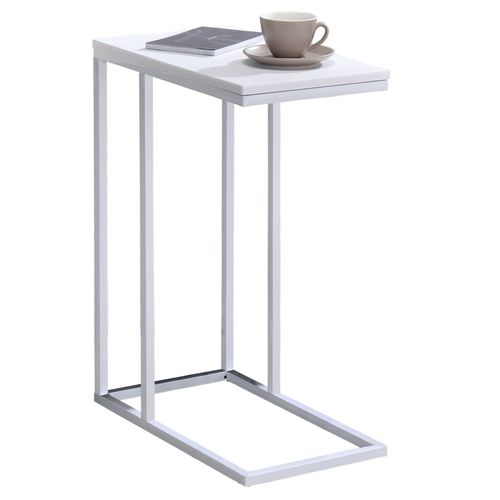 Bout De Canapé Debora Table D'appoint Table À Café Table Basse De Salon Cadre En Métal Blanc Plateau Rectangulaire En Mdf Blanc Mat