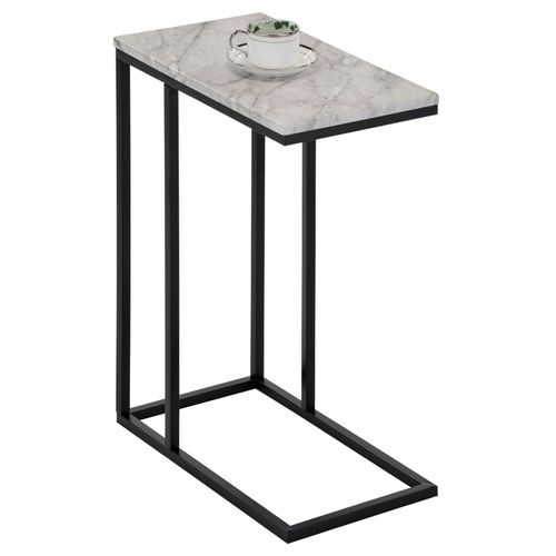 Bout De Canapé Debora Table D'appoint Table À Café Table Basse De Salon Cadre En Métal Noir Et Plateau En Mdf Décor Marbre Blanc