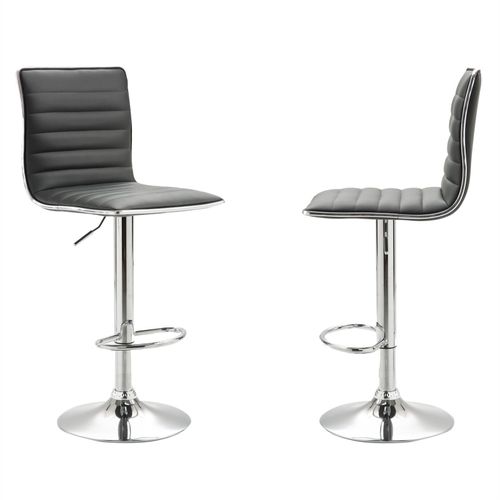 Lot De 2 Tabourets De Bar Roca Chaise Haute Droite Pour Cuisine/Comptoir, Réglable En Hauteur Et Pivotante, En Synthétique Gris