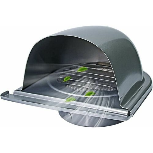 100mm Grille Aeration de Ventilation Inox, Grille de Hotte Cheminee Ronde Exteri, Grille D'aeration U avec Filet Anti insectes, Grille Ventilation avec 45° Lamelles, pour Cuisine goodnice