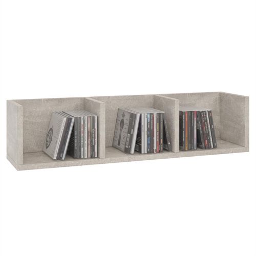 Etagère Murale Nello, Meuble De Rangement Pour Cd Et Dvd Ou Décoration Avec 3 Compartiments Ouverts, En Mélaminé Décor Béton