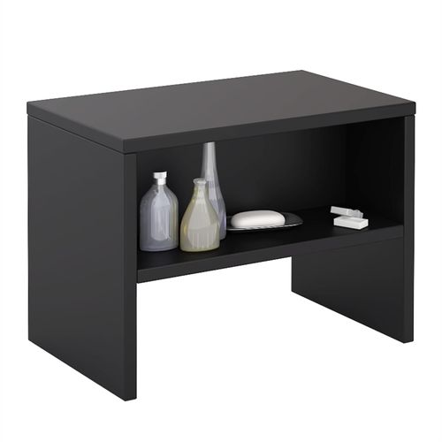 Table De Chevet Dion, Table De Nuit Casier Avec 1 Niche, En Mélaminé Noir Mat