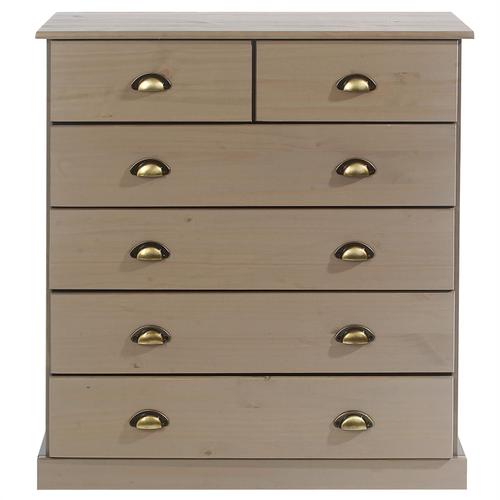 Commode De Chambre Paris Avec 6 Tiroirs En Pin Massif Lasur? Taupe