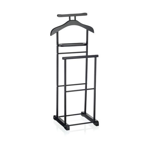 Valet De Chambre Medina Chevalet De Nuit Double Portant Pour Vêtements, En Mdf Et Métal Laqué Noir