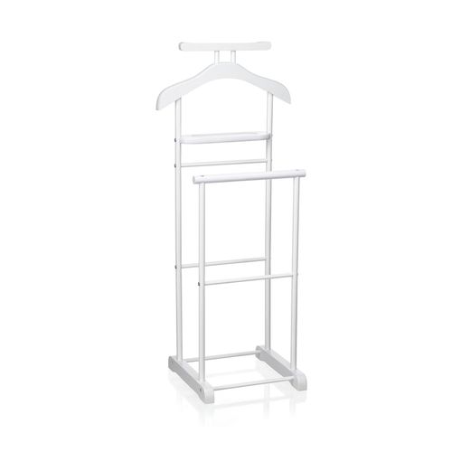 Valet De Chambre Medina Chevalet De Nuit Double Portant Pour Vêtements, En Mdf Et Métal Laqué Blanc
