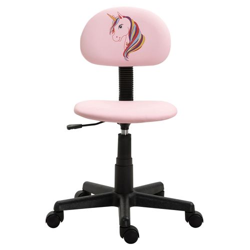 Chaise De Bureau Pour Enfant Unicorn Fauteuil Pivotant Sans Accoudoirs Hauteur Réglable, En Synthétique Rose Avec Motif Licorne