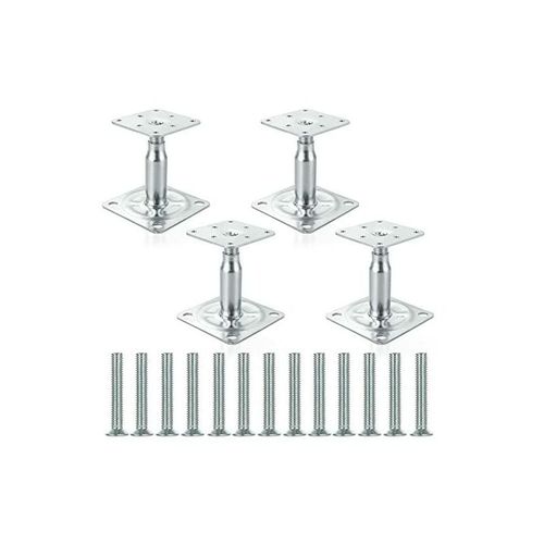 Lot De 4 Supports De Poteau Sureleves Galvanises Reglables De 100 A 150 Mm, Support De Toit Robuste Pour Construction Goodnice