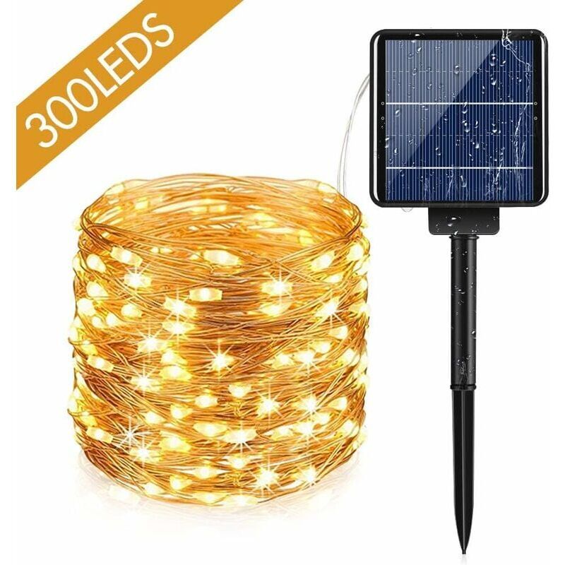 Guirlande Lumineuse Solaire Exterieure 10m 100 Leds Avec 8 M...