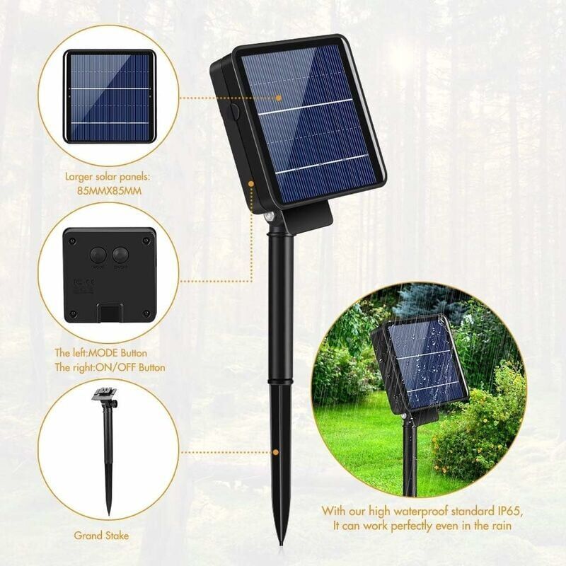 Guirlande Lumineuse Solaire Exterieure 10m 100 Leds Avec 8 M... - 2