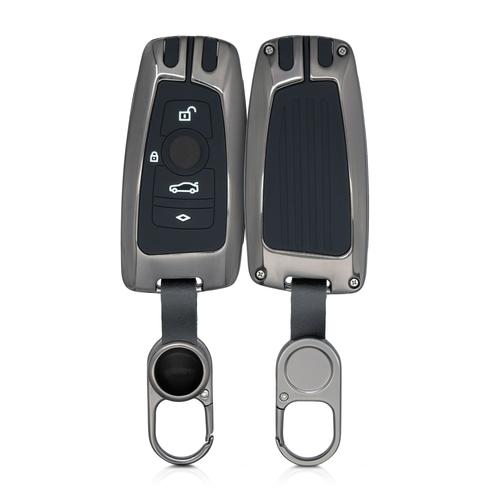 Kwmobile Accessoire Clé De Voiture Compatible Avec Bmw (Keyless Go Uniquement) 3-Bouton - Coque De Protection En Métal Rigide Noir