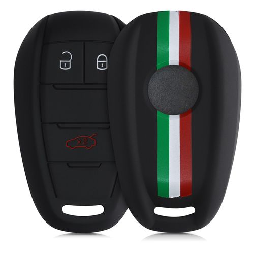 Kwmobile Accessoire Clé De Voiture Compatible Avec Alfa Romeo 3-Bouton - Coque De Protection Souple En Silicone - Italie Vert-Rouge-Noir