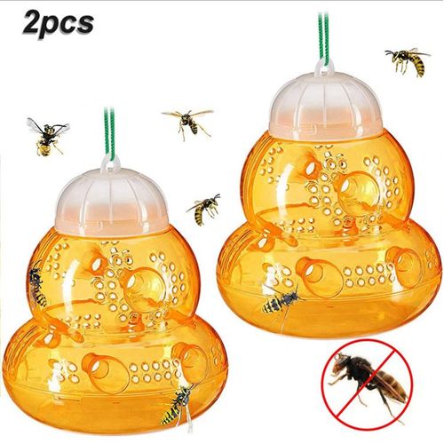 Lot de 2 Piège à Guêpes à Suspendre en Plein Air Réutilisables Pièges à Frelons en Plastique Pièges à Insectes Écologique