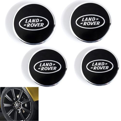 63 Mm Cache-Moyeux 3d Aluminium Centres Pour Land Rover Range Rover - 4 Pièces - Chromé Et Noir