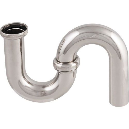Siphon tube lavabo nickelé mat - Ecrou Filetage 1"1/4 (33 x 42) - sortie 32