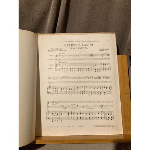 Haendel / Handel Largo Partition Piano Violon Violoncelle Claude Fiévet Hamelle