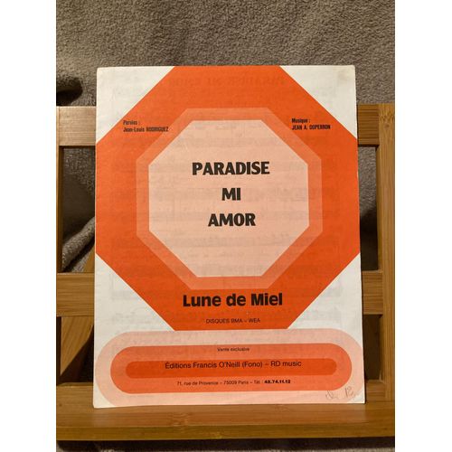 Lune De Miel Paradise Mi Amor Partition Chant Piano Accords Ed. Francis O'neill