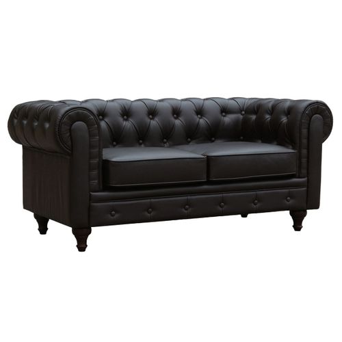 Canapé Fixe Chesterfield Aliza - 157 X 82 X 70 Cm - 2 Places - Marron