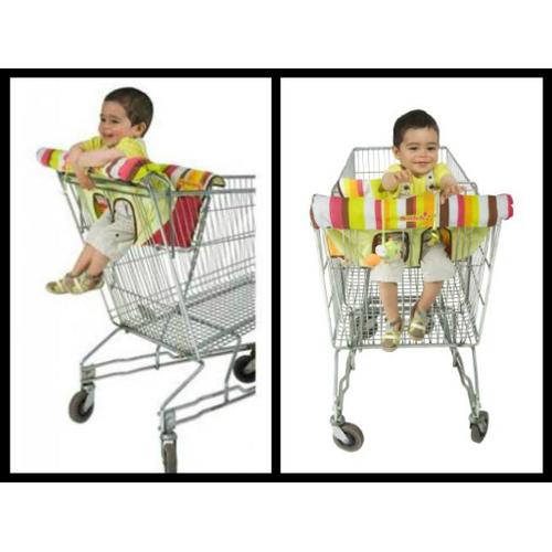 Protège siège chariot caddie enfant bébé rayé badabulle tissu