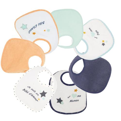 Lot De 7 Bavoirs Naissance - Baby Love Orange - Trois Kilos Sept