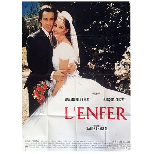 L'enfer - Véritable Affiche De Cinéma Pliée - Format 120x160 Cm - De Claude Chabrol Avec Emmanuelle Beart, Francois Cluzet, Marc Lavoine, Jean Pierre Cassel, André Wilms, Nathalie Cardone - 1994