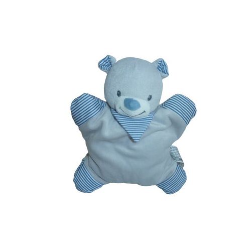Doudou ours peluche gris bleu état neuf SOS Doudou Monoprix