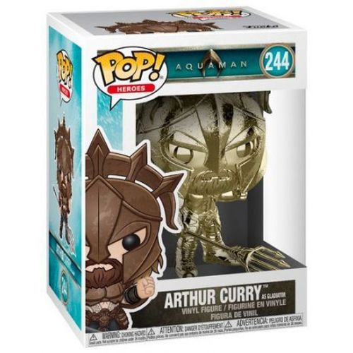 Figurine Funko Pop - Aquaman [Dc] N°244 - Arthur Curry En Gladiateur - Chromé Or (33678)