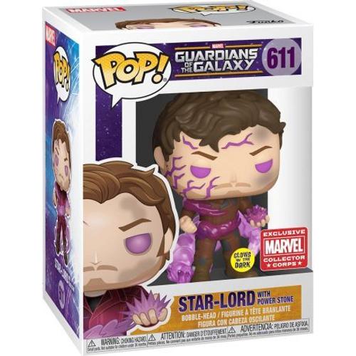 Figurine Funko Pop - Les Gardiens De La Galaxie [Marvel] N°611 - Star-Lord Avec Pierre De Pouvoir - Brillant Dans Le Noir (46957)