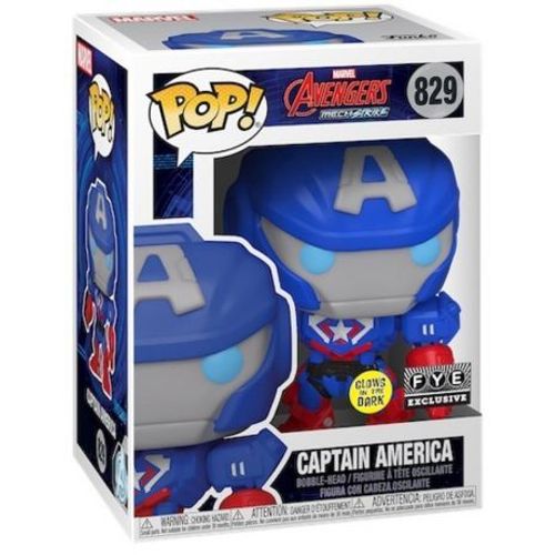 Figurine Funko Pop - Marvel : Avengers Mech Strike N°829 - Captain America - Glow In The Dark (55633)