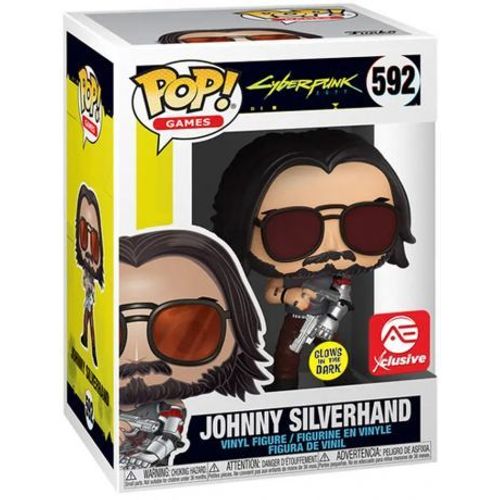 Figurine Funko Pop - Cyberpunk 2077 N°592 - Johnny Silverhand Avec Pistolet - Glow In The Dark (51653)