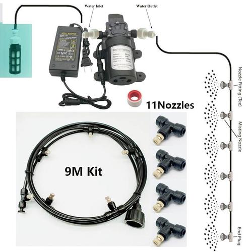 Taille 9m Kit Black Pulvérisateur De Avec La Pompe Et Le Nébuliseur De Puissance Pour Des Fleurs Plantent L'irrigation Et La Brumisation De Jardin De Serre Chaude