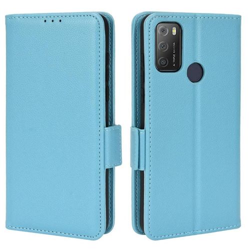Étui Pour Alcatel 1s 2021 Portefeuille Boucle Latérale Cuir Pu Magnétique Titulaire De Fentes Pour Cartes - Bleu Clair