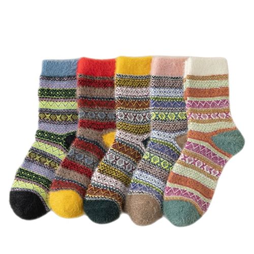 5 Paires De Chaussettes Respirantes Aux Jolies Couleurs Et Motifs
